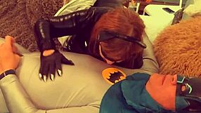 granny catwoman deepthroats batman in wild cosplay suckfest