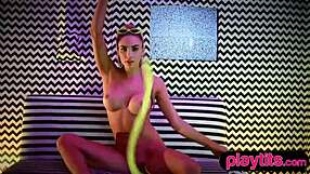 busty blonde milf strips fishnets showing pierced tits fat ass