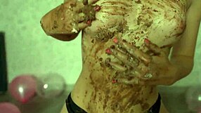 Perfect ass small tits girl crushes cake hard!