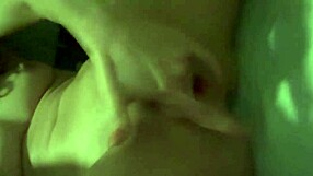 Latina masturbates with dildo closeup in bedroom.