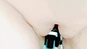 mature wife's huge shaved pussy lips grind and flash wet