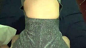 Fat beauty bends in sparkly dress for doggystyle ass pounding at party