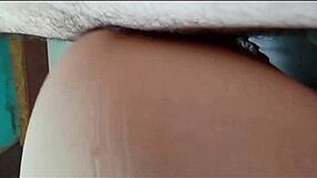 young guy bends fat curvy latina milf over bed doggystyle in homemade pov then cums on asscheeks