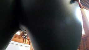 bold deepthroat slut worships ass cameltoe in leather fur fetish gulping cum loads