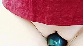 mature wife's huge shaved pussy lips grind and flash wet