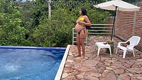 pool boy rams pregnant milf's wet tits bouncing wildly