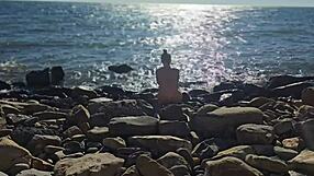 hey, that married beach beauty in skirt drops panties for my deep creampie...