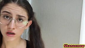 nerdy cheerleader shanaxnow begs for cum-guzzling blowjob in uniform