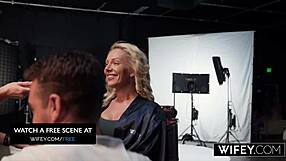 blonde hotwife victoria rey holds hubby's hand through doggystyle pounding