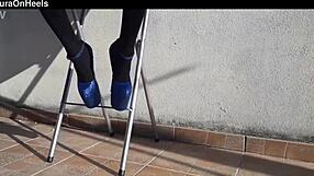 damn her denim shorts black tights n those gorgeous 8 inch heels got me hard 😍🔥