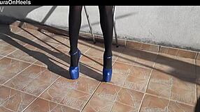 damn her denim shorts black tights n those gorgeous 8 inch heels got me hard 😍🔥