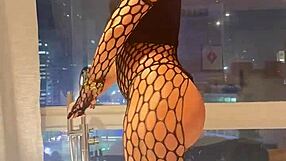 Tanned Brazilian hottie shakes ass tub tease bed cum call