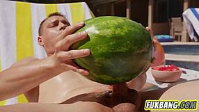 damn those huge tits bouncing on hard cock poolside