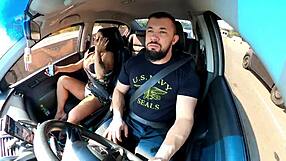 Uber BBW Passenger No Panties Licks Driver's Cock