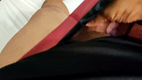 damn, caught my hot young gf masturbating on my small cock thru red sheer!