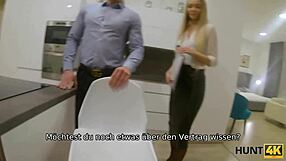 Hunt4k. Sexy teen in tight suit and lingerie unleashes wild skills for cash sex!