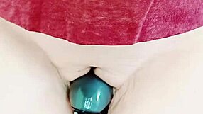 mature wife's huge shaved pussy lips grind and flash wet