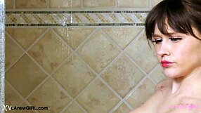 check alluring blonde girl steamy shower moment