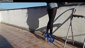 damn her denim shorts black tights n those gorgeous 8 inch heels got me hard 😍🔥