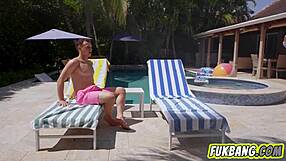 damn those huge tits bouncing on hard cock poolside