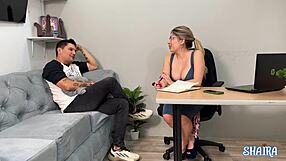 Shaira sex psychologist treats Tiba small penis in office casting.
