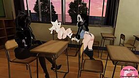 three hot girls dominate you with feet in vrchat