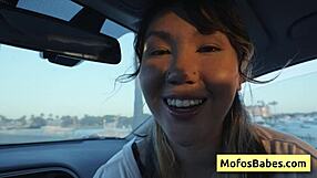 Sexy Tomie Tang's Natural Big Boobs Bounce Wild in Car Fuck with Friend!