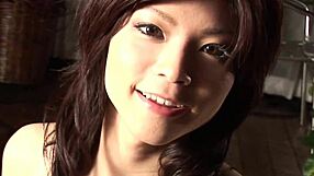 Naughty Kurumi Katase strokes hard cock wildly uncensored Japanese style