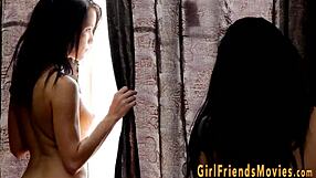 Buxom big tits babe spreads legs for intense lesbian pussy eating orgasm