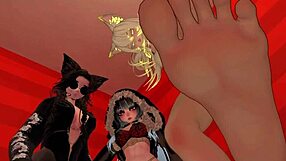 three hot girls dominate you with feet in vrchat