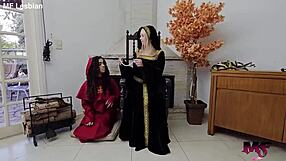 Blonde Brazilian Lesbians Kiss in Dragon House