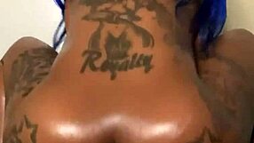 Ebony babe deepthroats big black cock during sweaty workout ride