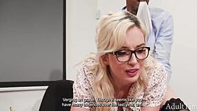 blonde lexi lore bent over office desk for young petite gangbang at work