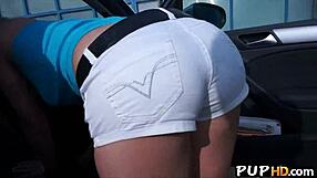 A hot teen gets spied on then picked up for public outdoor pov fucking