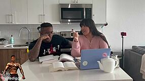 Ecstatic Latina BBW Moans During Intense Study Buddy Dick-Down