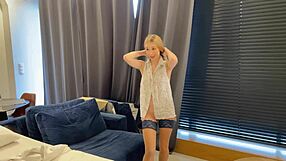 Petite Horny 18+ Blonde Dances Flashes Shaved Pussy Ass in Casting