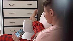 Skinny Brunette Gf Catches Boyfriend Masturbating Then Rides His Cock Doggystyle