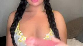 horny british brunette coed squirts hard in pov toy masturbation webcam show