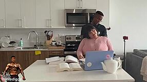 Ecstatic Latina BBW Moans During Intense Study Buddy Dick-Down