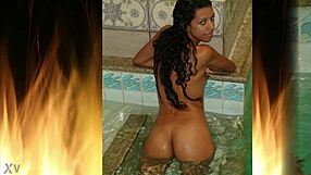 backstage at rio hotel brazilian housewife flashes shaved pussy in fishnets