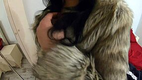 Milfycalla Masturbates Pussy in Fur Coat Shiny High Heels