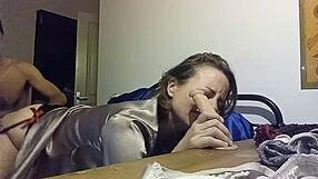 french slut in satin red dress gets doggystyle ass licked then fucked