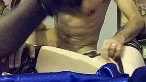 french slut in satin red dress gets doggystyle ass licked then fucked