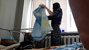 Girlfriend's laundry hang turns into hard pussy fuck