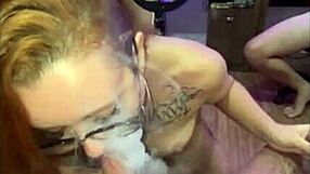 Damn, she smokes my monster cock with hot fetish blowjob skills!
