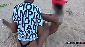 imagine clothes ripped off on the beach as ebony teen girlfriend's wet pussy drips during creampie foreplay