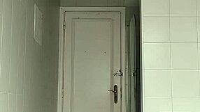 a sexy guy slips into the bathroom at the beach pulls down his black shorts and carefully shaves his smooth body