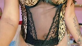 hot brunette latina stuffs panties deep in her tight ass crack shaking natural tits for cam.