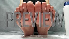 ASMR lotion massage teases bare feet in nude foot fetish session