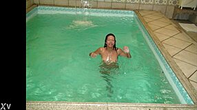 backstage at rio hotel brazilian housewife flashes shaved pussy in fishnets